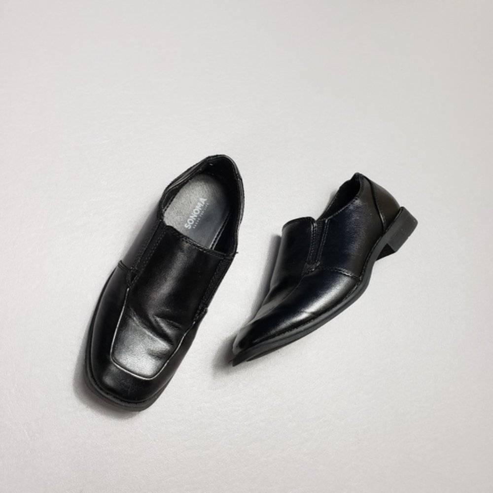 Sonoma Boys Black Dress Shoes Size 1 EUC